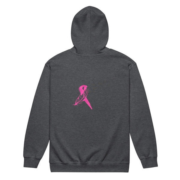 Breast Cancer Zip Up Survivor Hoodie - JohnVsGBMDark HeatherS