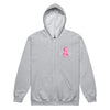 Breast Cancer Zip Up Survivor Hoodie - JohnVsGBMSport GreyS