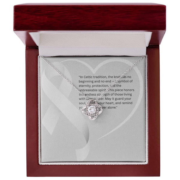 Breathe in Courage – Lung Cancer Knot Pendant - JohnVsGBM14K White Gold FinishLuxury Box
