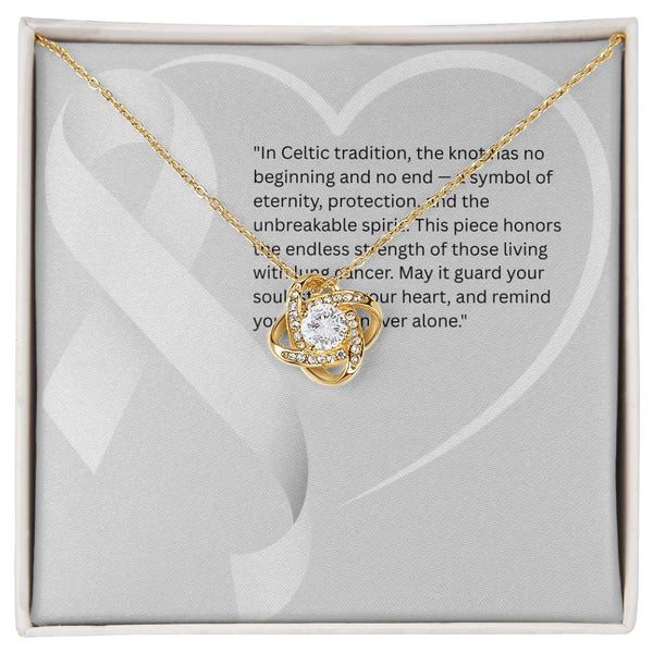 Breathe in Courage – Lung Cancer Knot Pendant - JohnVsGBM18K Yellow Gold FinishStandard Box