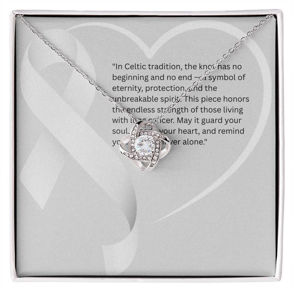 Breathe in Courage – Lung Cancer Knot Pendant - JohnVsGBM14K White Gold FinishStandard Box