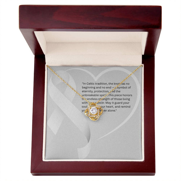 Breathe in Courage – Lung Cancer Knot Pendant - JohnVsGBM14K White Gold FinishLuxury Box