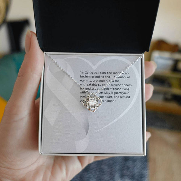 Breathe in Courage – Lung Cancer Knot Pendant - JohnVsGBM14K White Gold FinishStandard Box