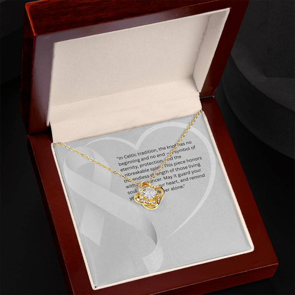 Breathe in Courage – Lung Cancer Knot Pendant - JohnVsGBM18K Yellow Gold FinishLuxury Box