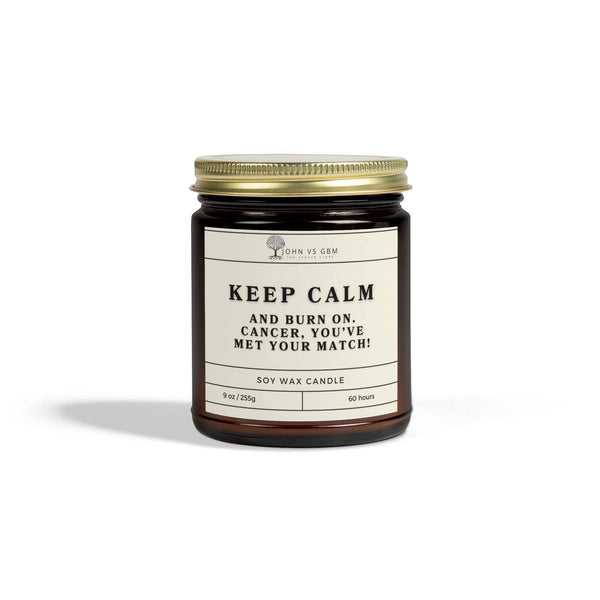 Cancer Awareness Candle - Keep Calm and Burn On - JohnVsGBM9ozAmberFraser Fir