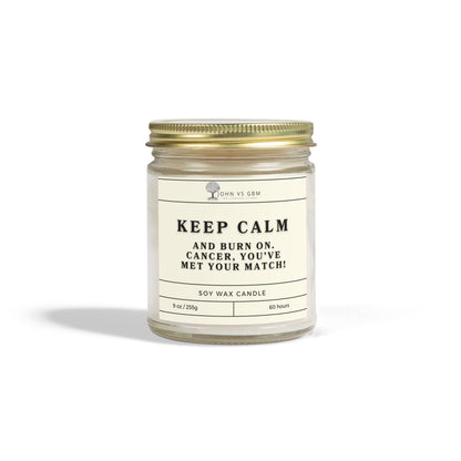 Cancer Awareness Candle - Keep Calm and Burn On - JohnVsGBM9ozClearVanilla Bean