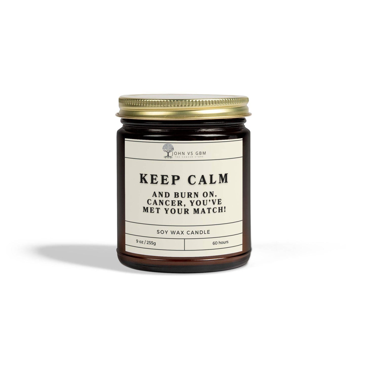 Cancer Awareness Candle - Keep Calm and Burn On - JohnVsGBM9ozAmberMidnight Blackberry