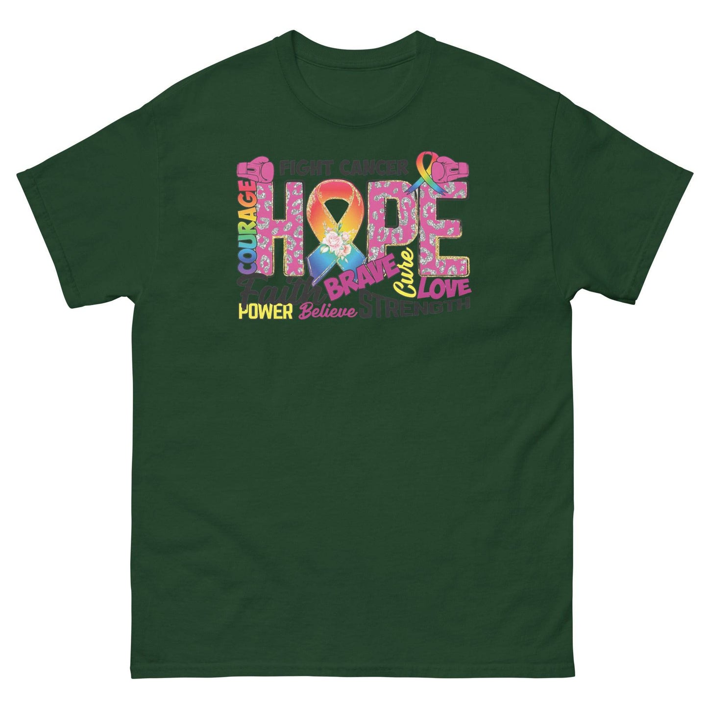 Cancer Awareness Hope Classic Tee - JohnVsGBMForest GreenS