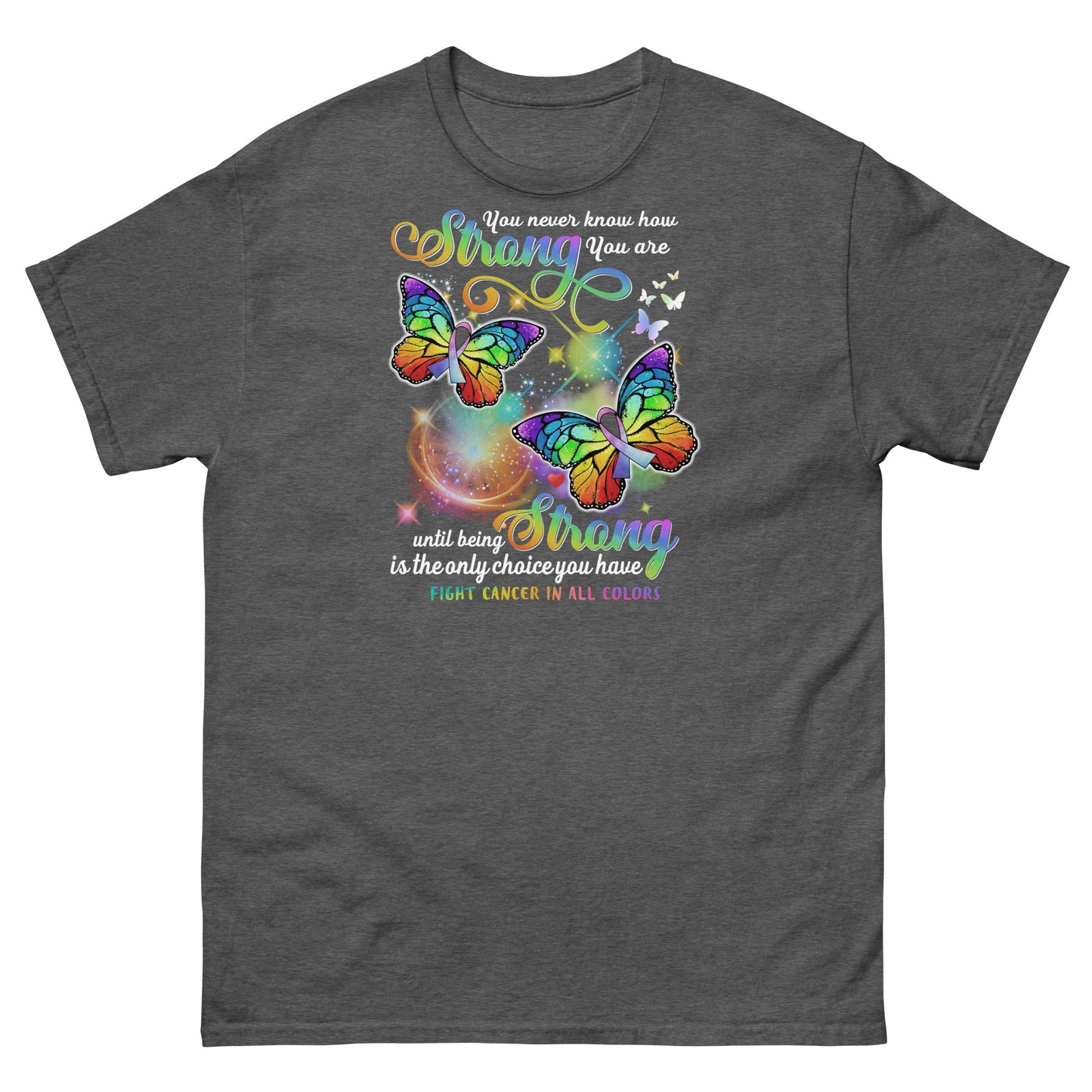 Cancer Butterflys Tee - JohnVsGBMDark HeatherS