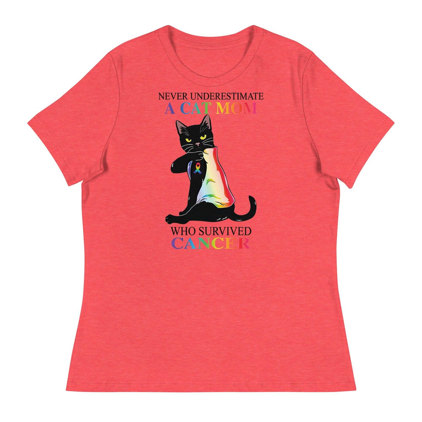 Cancer Cat Mom Women's Relaxed Tee - JohnVsGBMHeather RedS