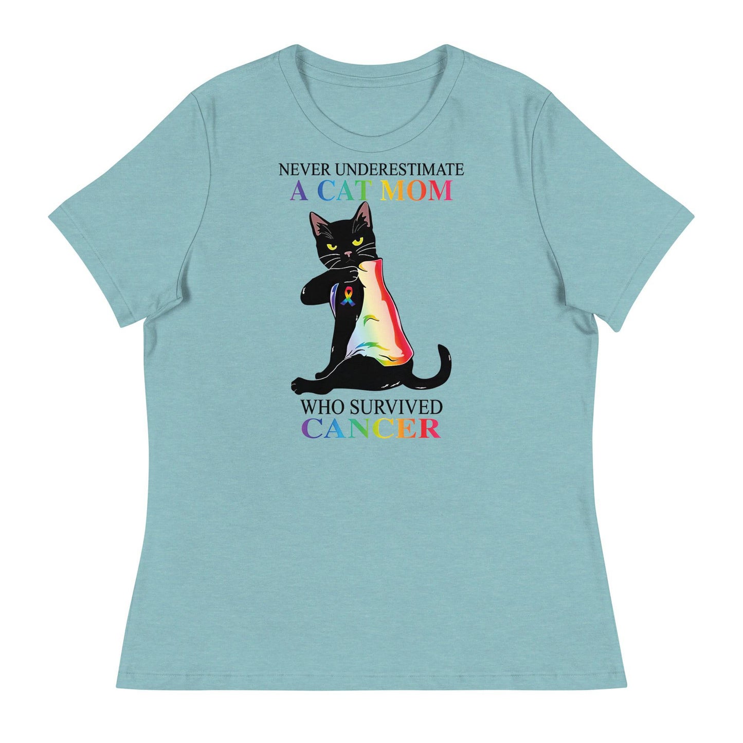 Cancer Cat Mom Women's Relaxed Tee - JohnVsGBMHeather Blue LagoonS