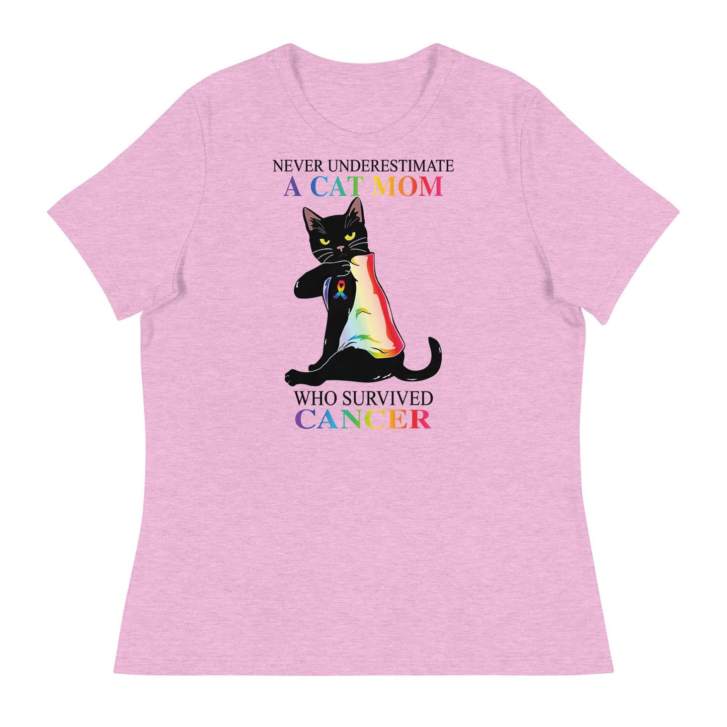 Cancer Cat Mom Women's Relaxed Tee - JohnVsGBMHeather Prism LilacS