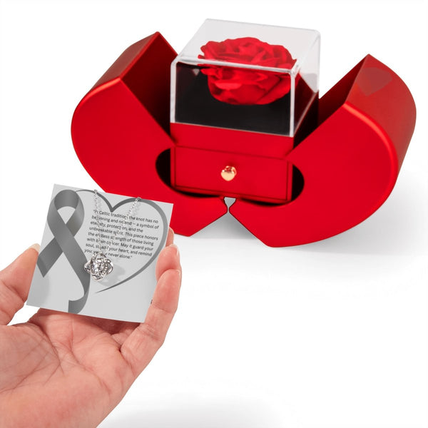 Cancer Necklace Heart Box - JohnVsGBM14k White Gold FinishBrain