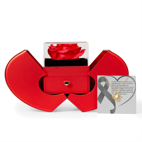 Cancer Necklace Heart Box - JohnVsGBM18k Yellow Gold FinishBrain