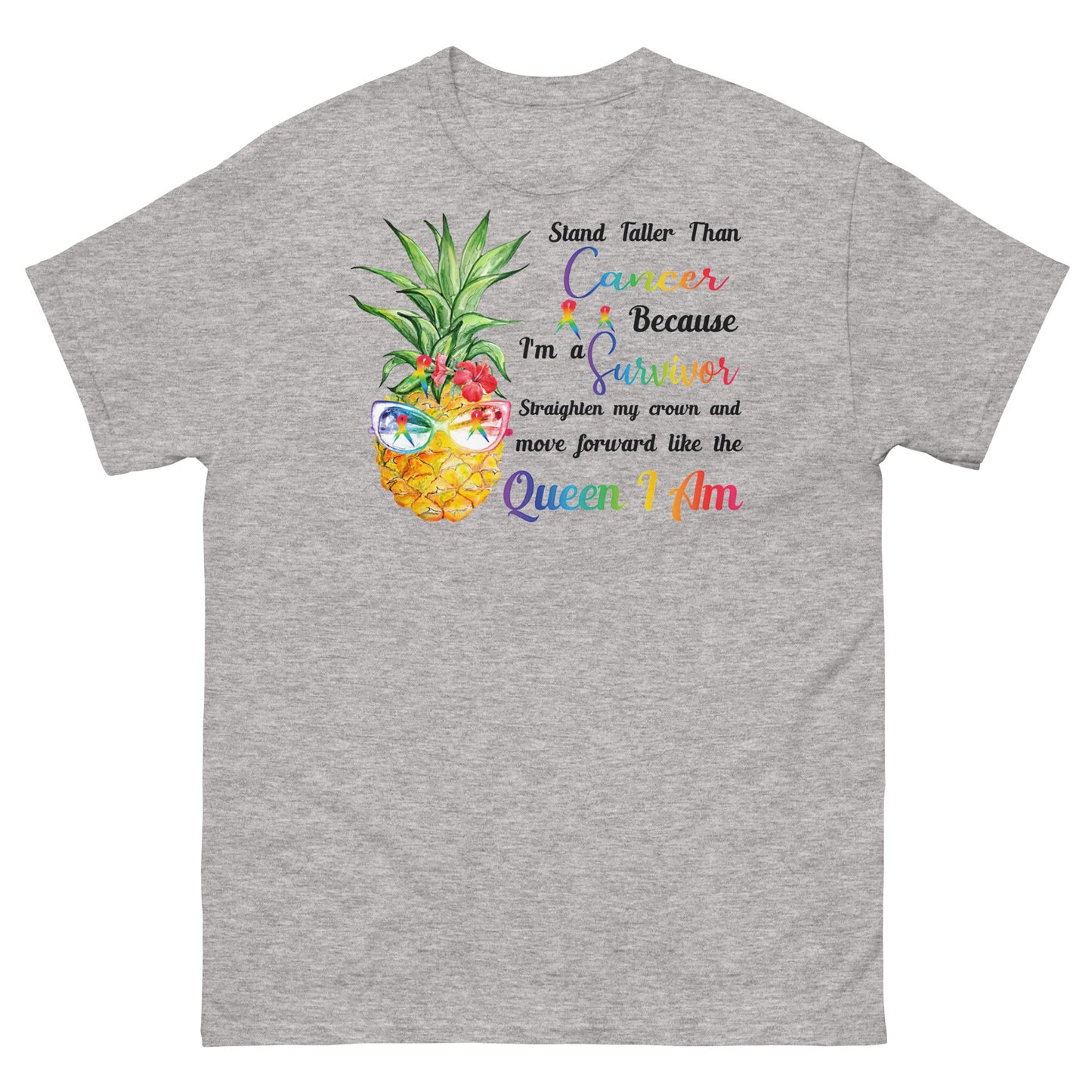 Cancer Pineapple Queen Tee - JohnVsGBMSport GreyS