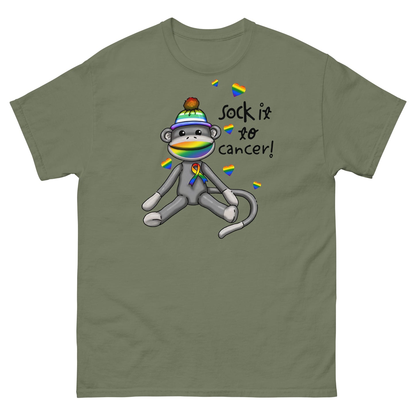 Cancer Sock Tee - JohnVsGBMMilitary GreenS