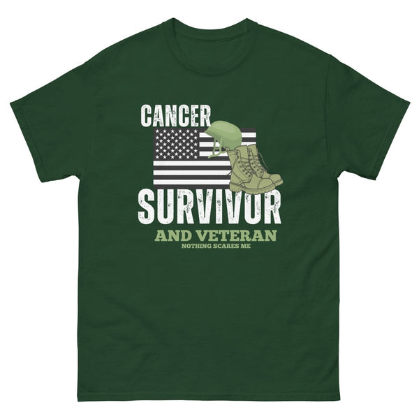 Cancer Survivor and Veteran Tee - JohnVsGBMForest GreenS