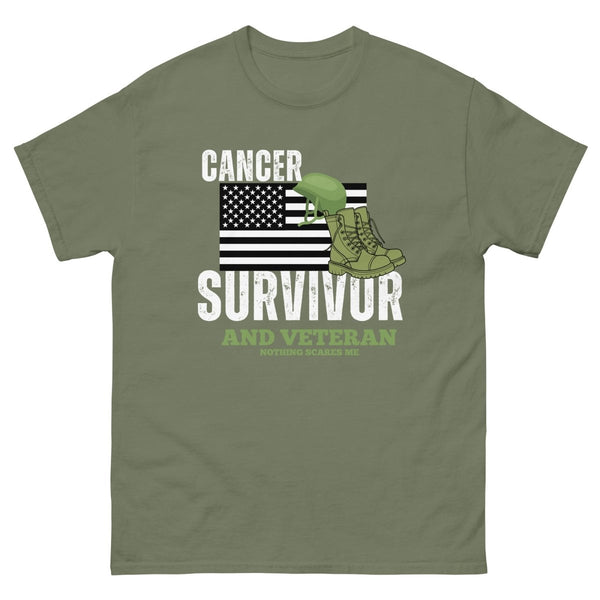 Cancer Survivor and Veteran Tee - JohnVsGBMMilitary GreenS