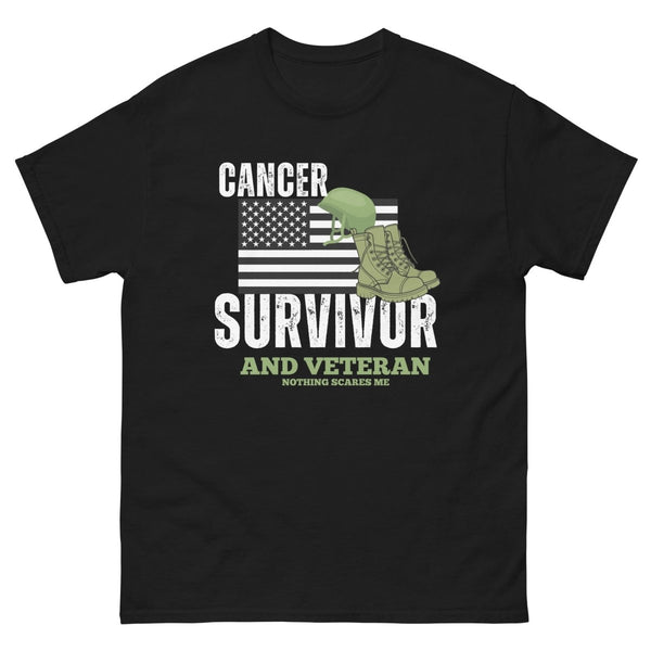 Cancer Survivor and Veteran Tee - JohnVsGBMBlackS