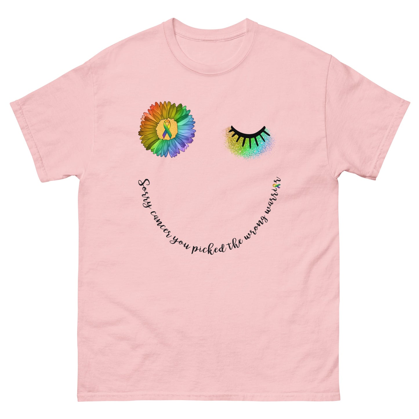 Cancer Warrior Face Tee - JohnVsGBMLight PinkS