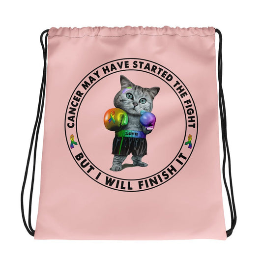 Cat Fights Cancer Drawstring Bag - JohnVsGBM