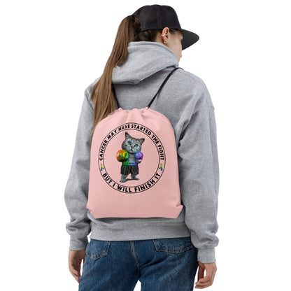 Cat Fights Cancer Drawstring Bag - JohnVsGBM