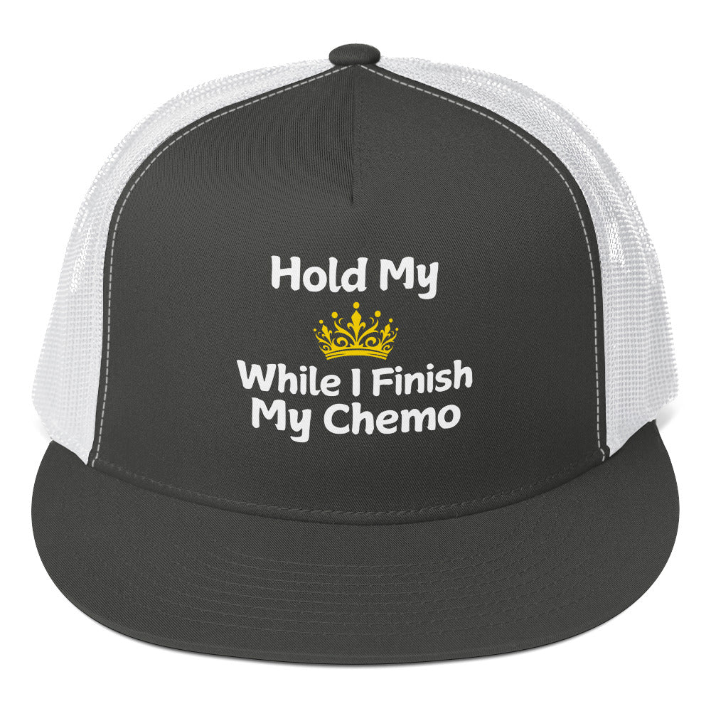 Chemo Hold my Crown Trucker Cap - JohnVsGBMCharcoal/ White