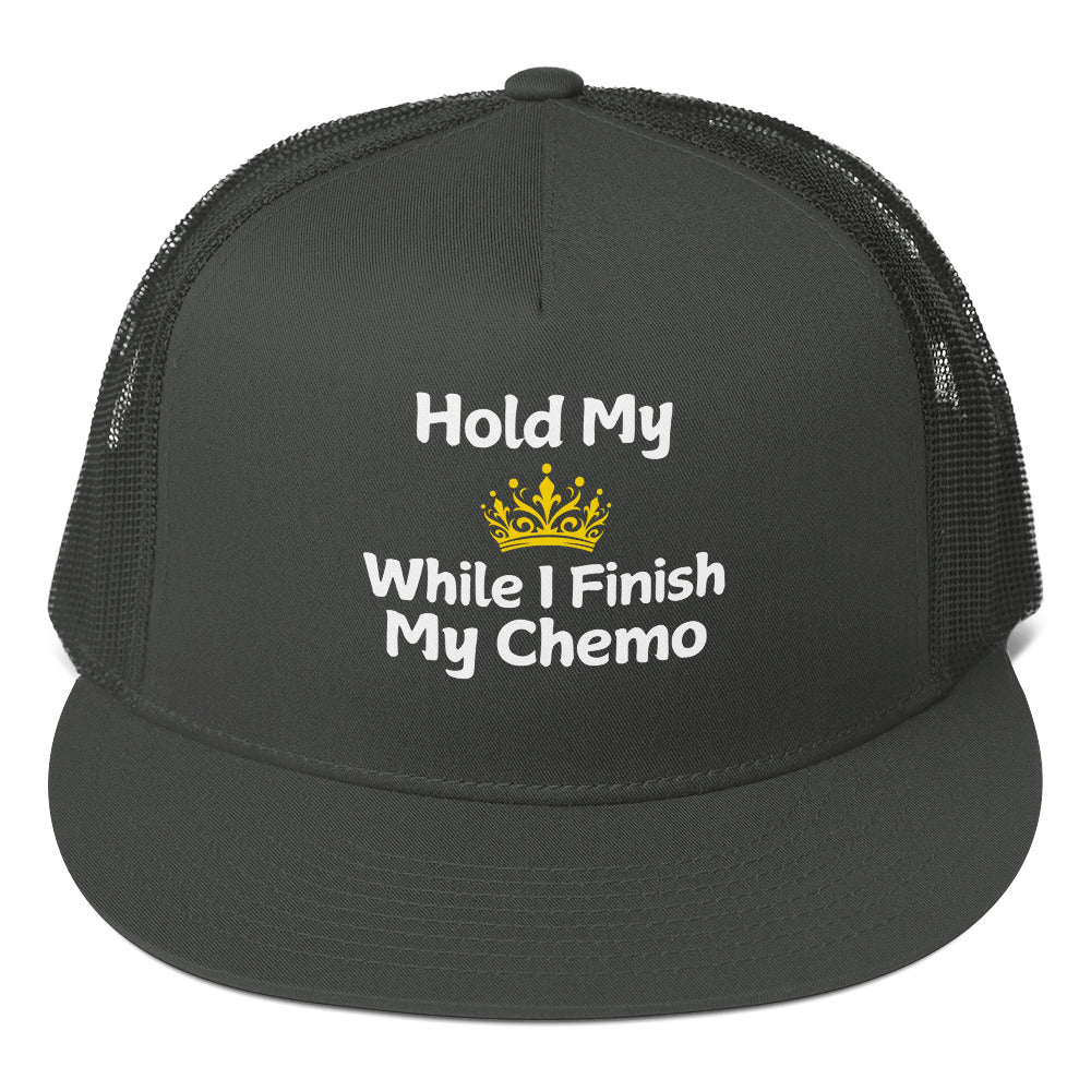 Chemo Hold my Crown Trucker Cap - JohnVsGBMCharcoal