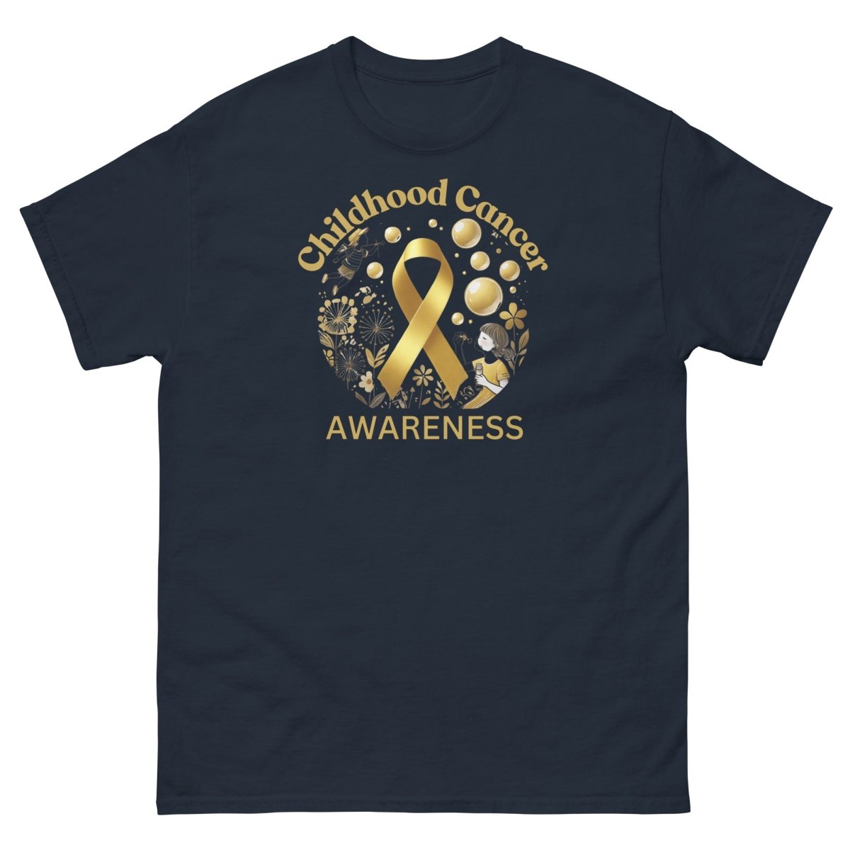 Childhood Cancer Adult Gold/Bubble Tee - JohnVsGBMNavyS