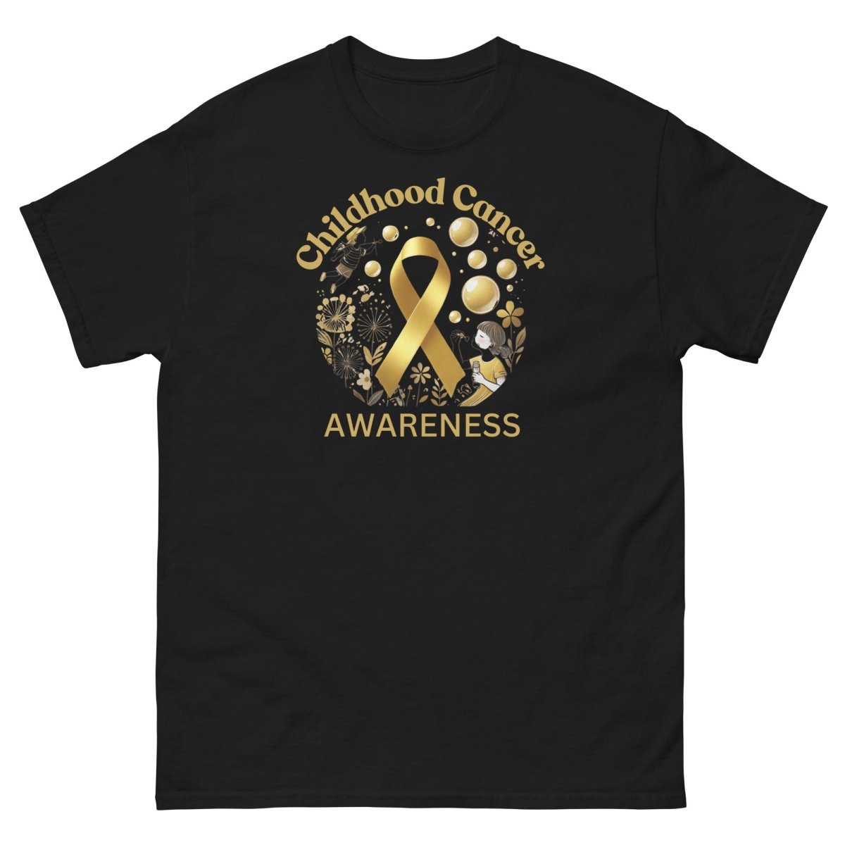 Childhood Cancer Adult Gold/Bubble Tee - JohnVsGBMBlackS