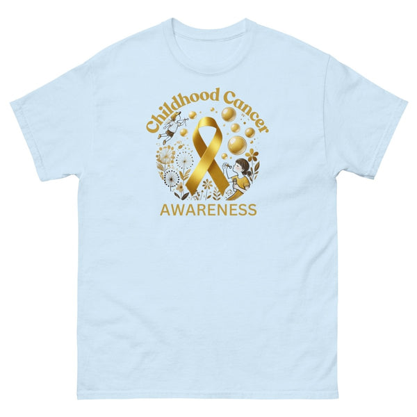 Childhood Cancer Adult Gold/Bubble Tee - JohnVsGBMLight BlueS