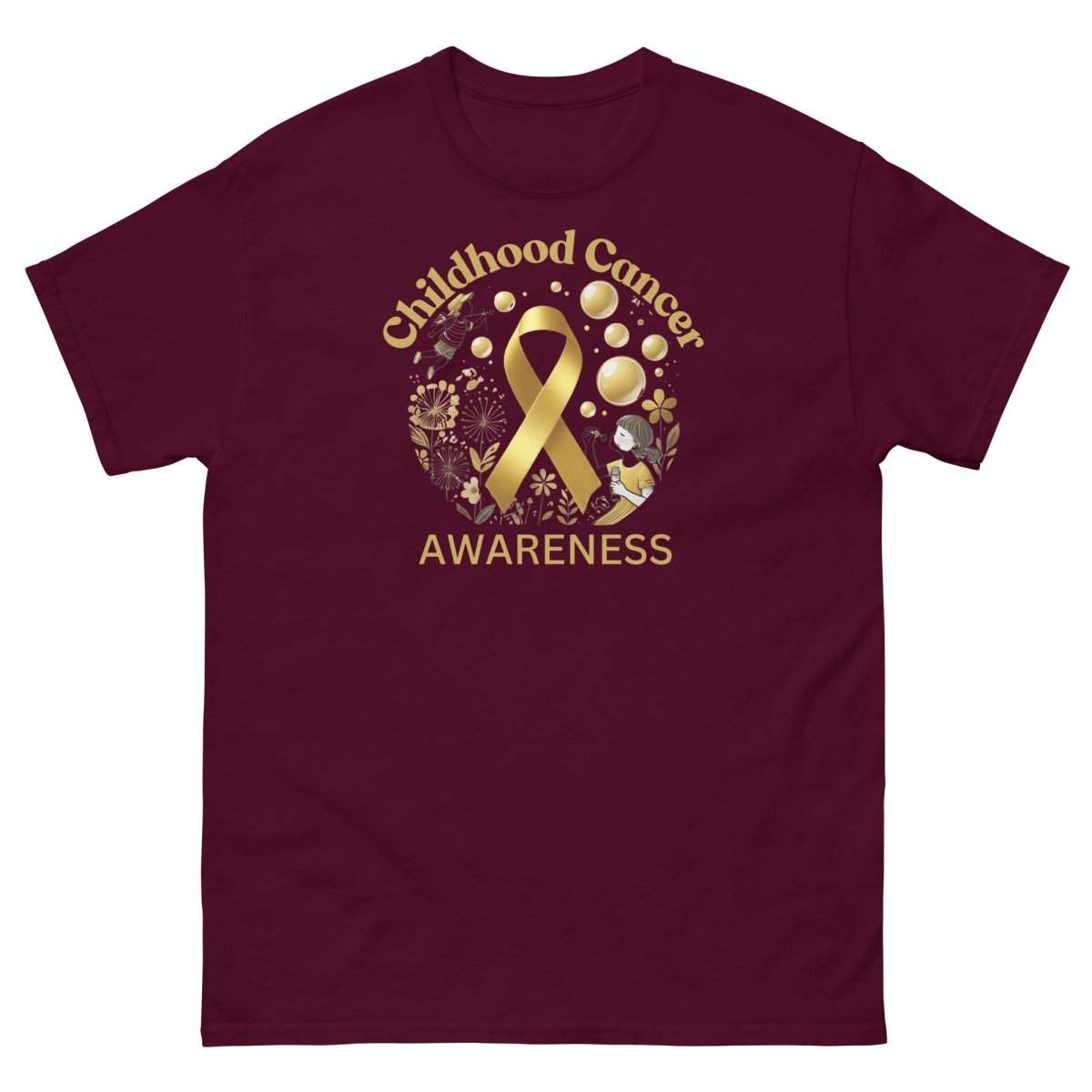 Childhood Cancer Adult Gold/Bubble Tee - JohnVsGBMMaroonS