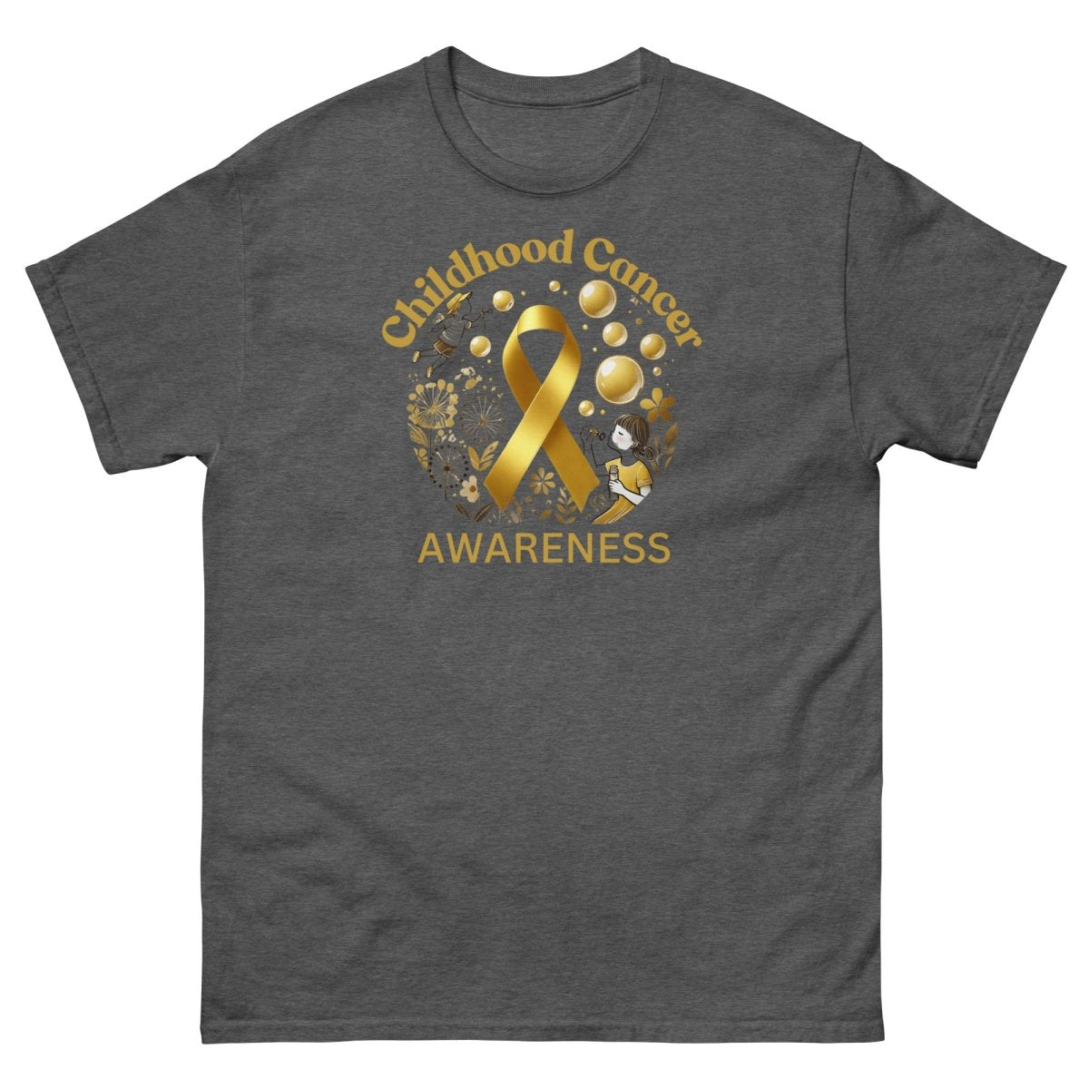 Childhood Cancer Adult Gold/Bubble Tee - JohnVsGBMDark HeatherS