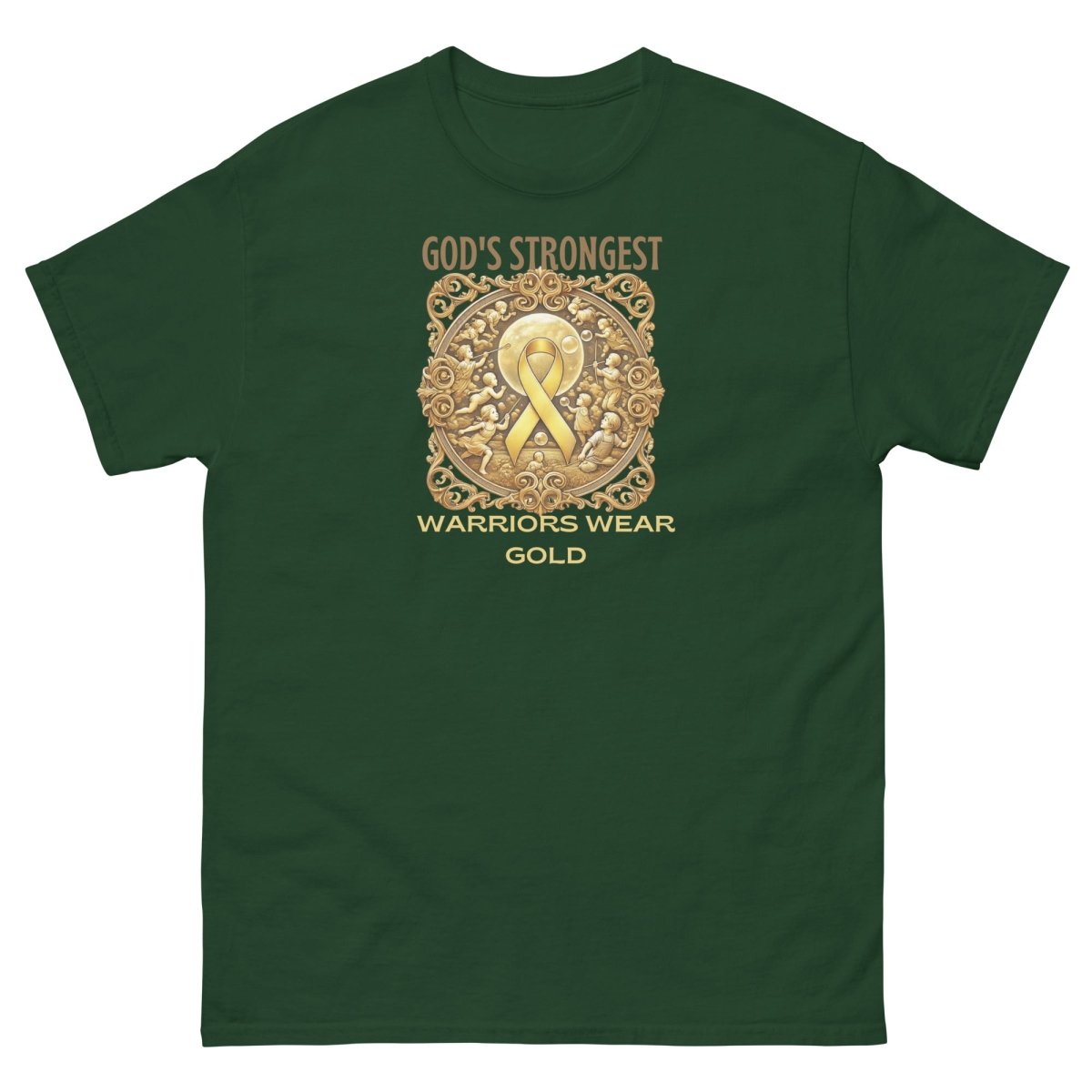 Childhood Cancer Adult Strongest Tee - JohnVsGBMForest GreenS