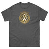 Childhood Cancer Adult Wear Gold Tee - JohnVsGBMDark HeatherS