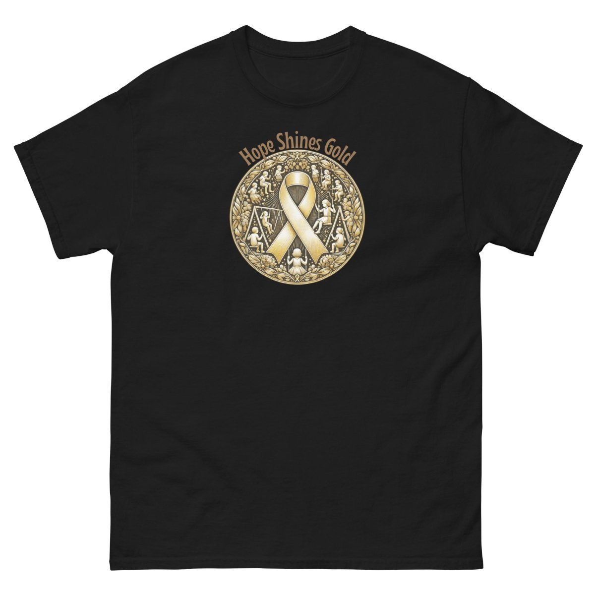 Childhood Cancer Adult Wear Gold Tee - JohnVsGBMBlackS