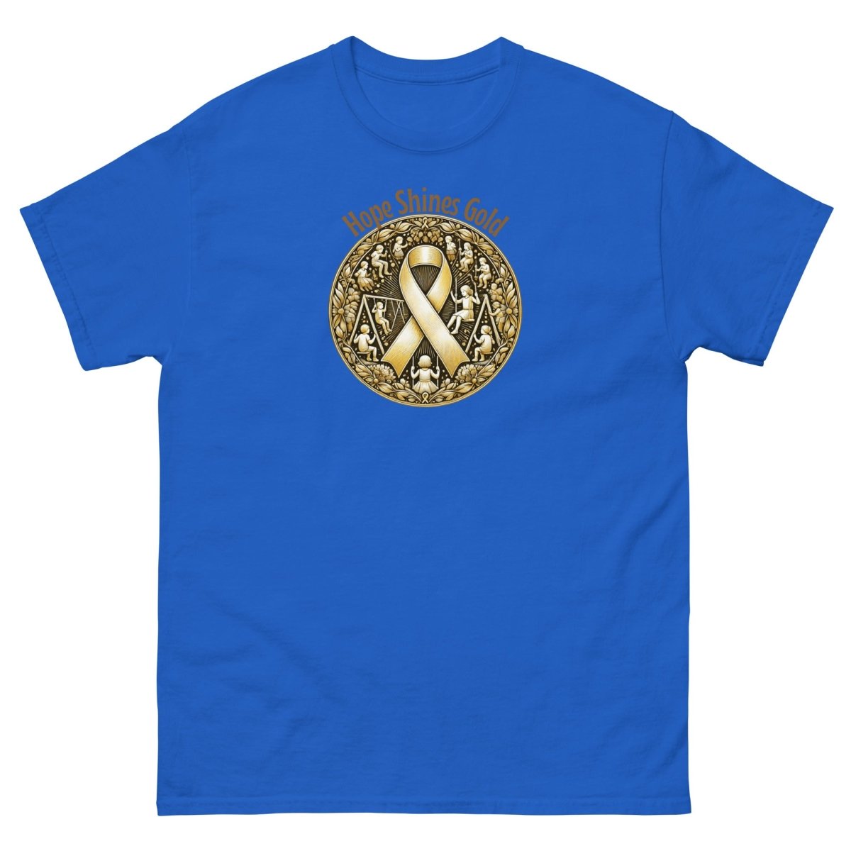 Childhood Cancer Adult Wear Gold Tee - JohnVsGBMRoyalS