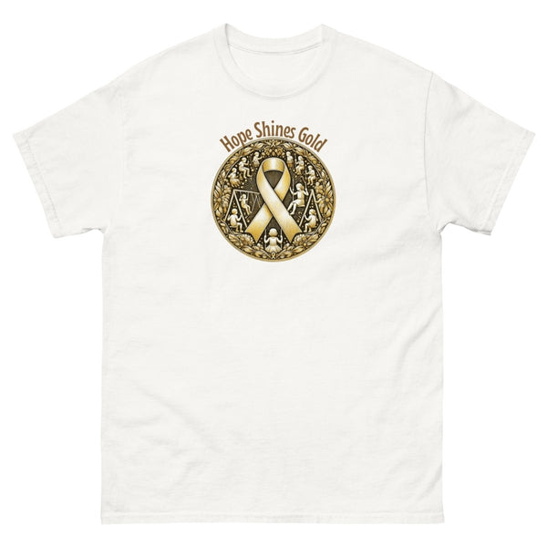 Childhood Cancer Adult Wear Gold Tee - JohnVsGBMWhiteS