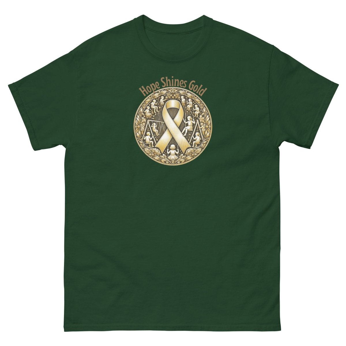 Childhood Cancer Adult Wear Gold Tee - JohnVsGBMForest GreenS