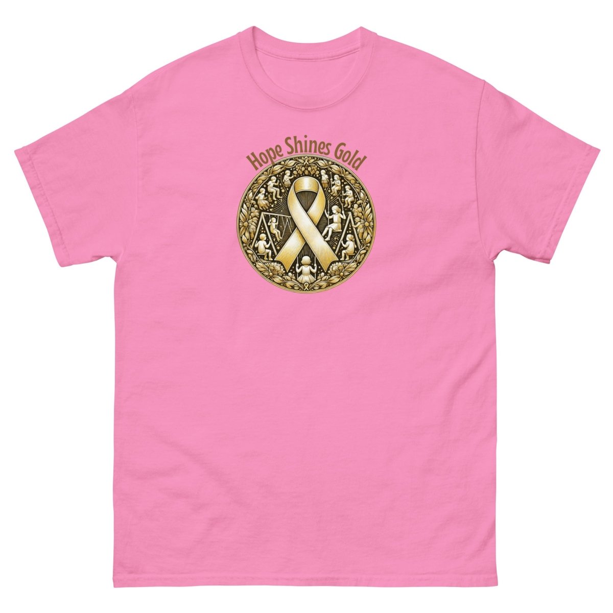 Childhood Cancer Adult Wear Gold Tee - JohnVsGBMAzaleaS