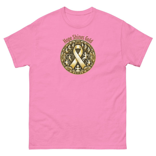 Childhood Cancer Adult Wear Gold Tee - JohnVsGBMAzaleaS