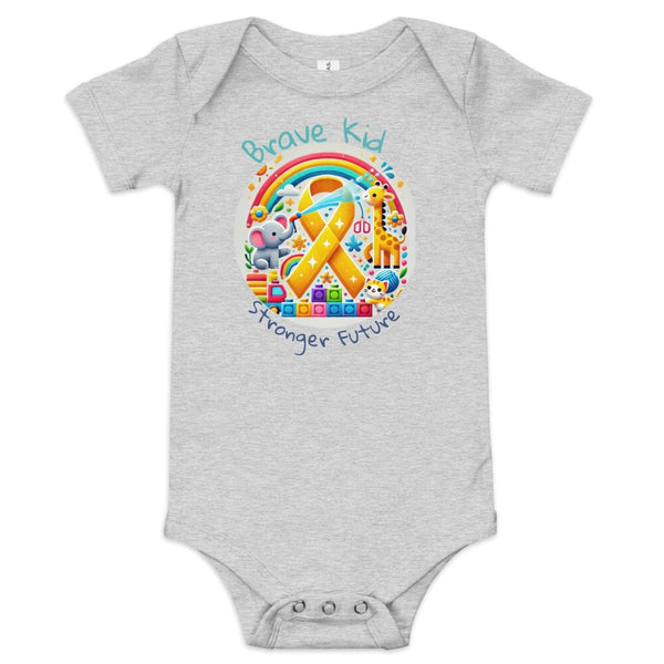 Childhood Cancer Brave Onesie - JohnVsGBMAthletic Heather3 - 6m