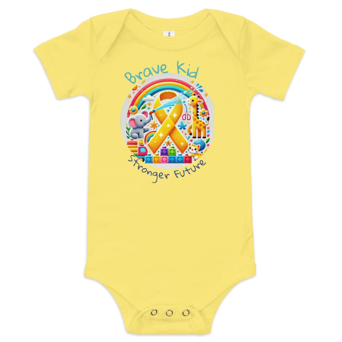 Childhood Cancer Brave Onesie - JohnVsGBMYellow3 - 6m