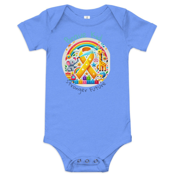 Childhood Cancer Brave Onesie - JohnVsGBMHeather Columbia Blue3 - 6m