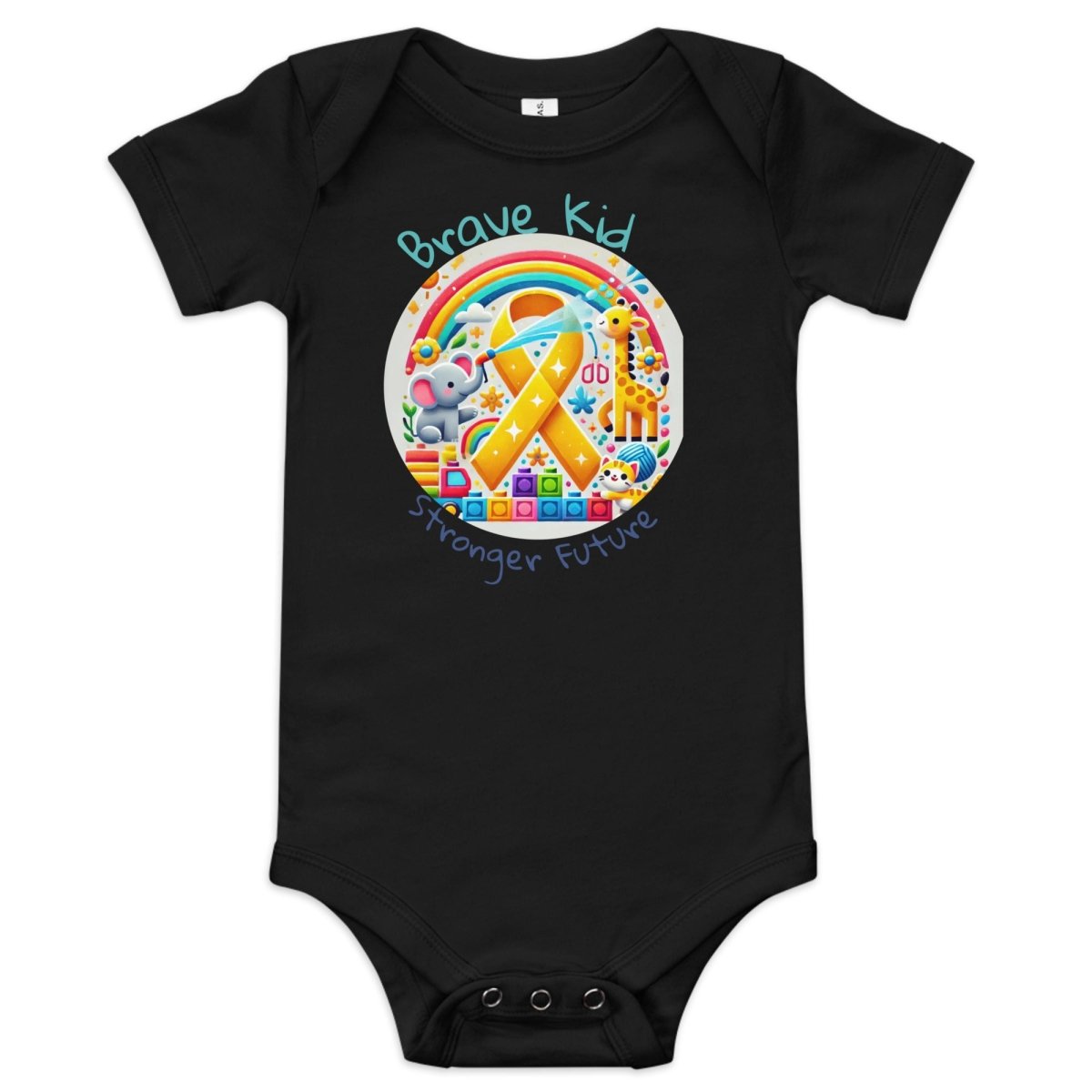 Childhood Cancer Brave Onesie - JohnVsGBMBlack3 - 6m