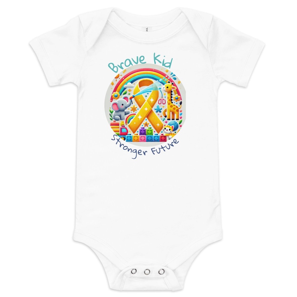 Childhood Cancer Brave Onesie - JohnVsGBMWhite3 - 6m