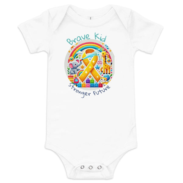 Childhood Cancer Brave Onesie - JohnVsGBMWhite3 - 6m