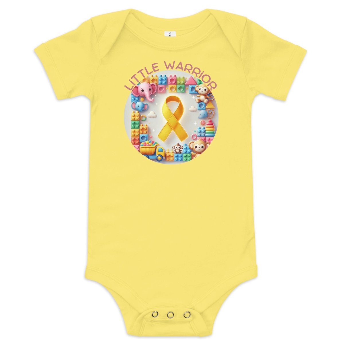 Childhood Cancer Brick Onesie - JohnVsGBMYellow3 - 6m