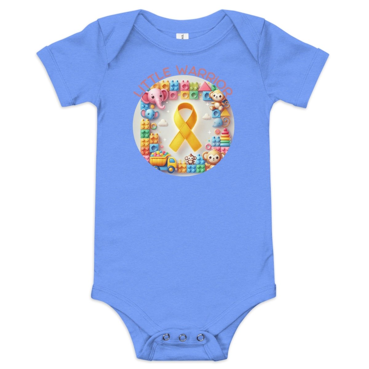 Childhood Cancer Brick Onesie - JohnVsGBMHeather Columbia Blue3 - 6m