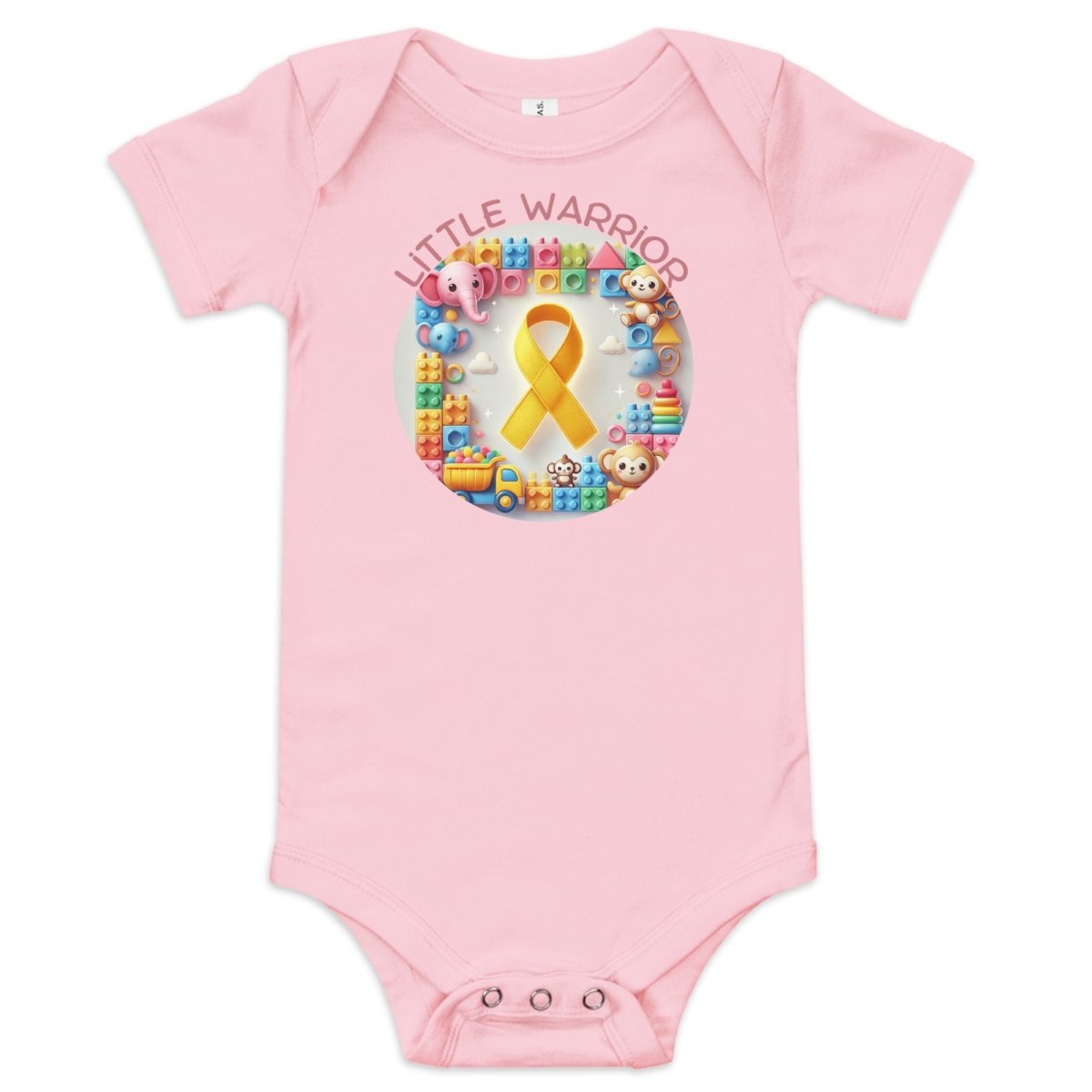 Childhood Cancer Brick Onesie - JohnVsGBMPink3 - 6m